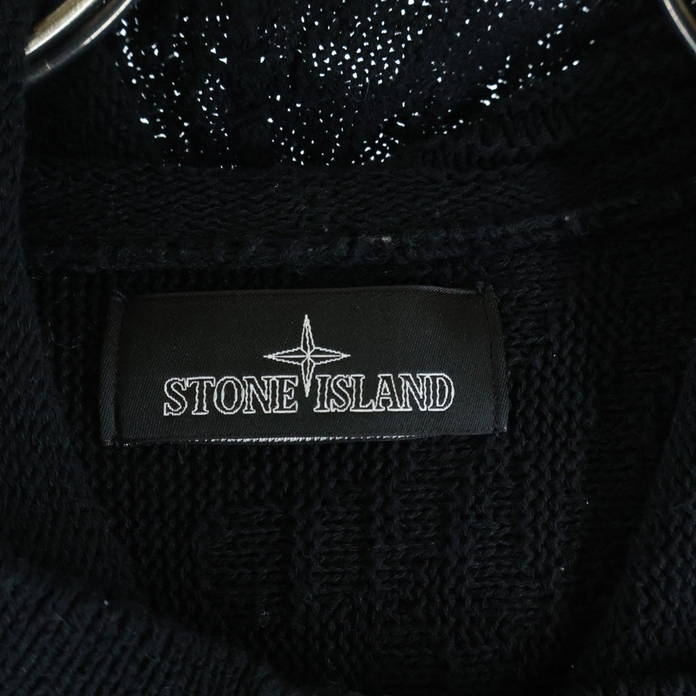 STONE ISLAND(ストーンアイランド) 袖ロゴワッペン付 ニット ジップアップパーカー ブラック 7019505A5