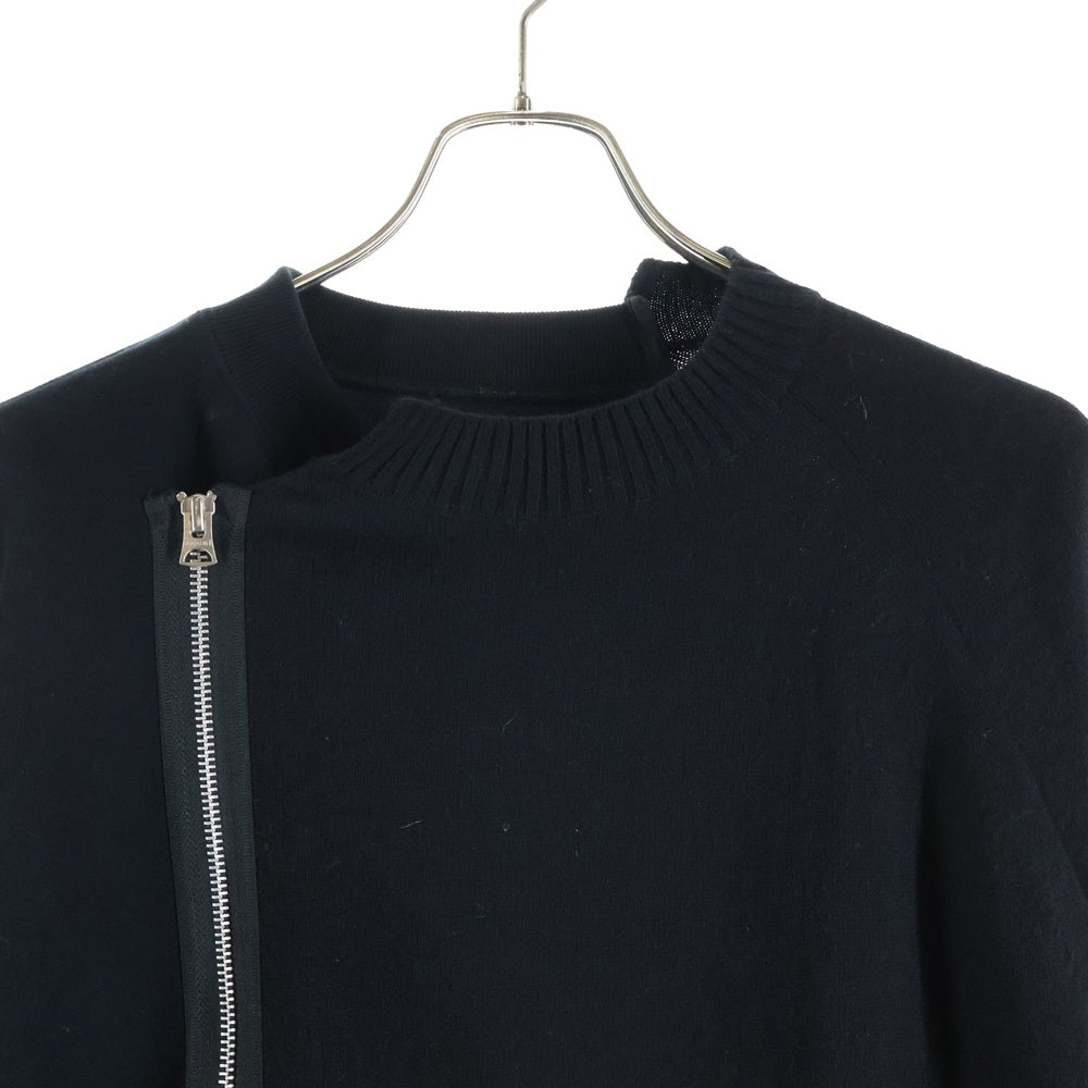 Sacai(サカイ) Wool Knit x Sponge Sweat Blouson ウールニット スポンジスウェット ブルゾン ジップ切替 スウェットシャツ ブラック SCM-250