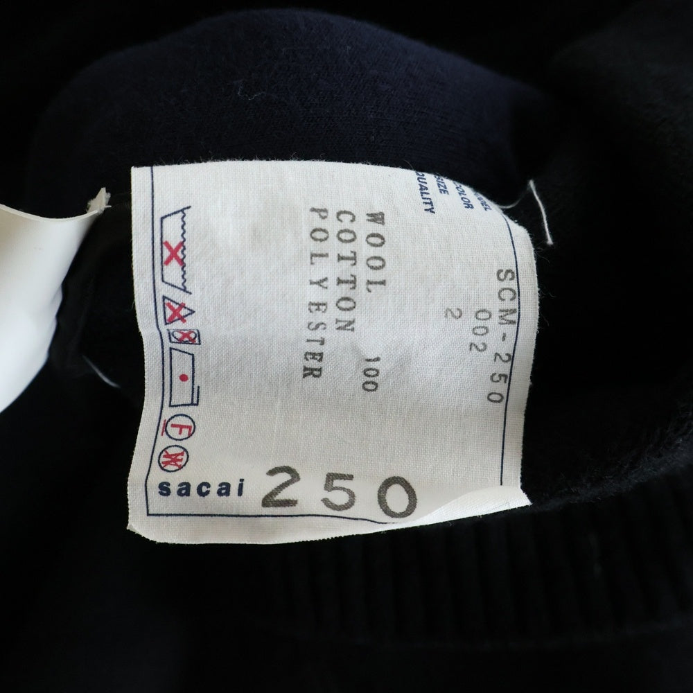Sacai(サカイ) Wool Knit x Sponge Sweat Blouson ウールニット スポンジスウェット ブルゾン ジップ切替 スウェットシャツ ブラック SCM-250