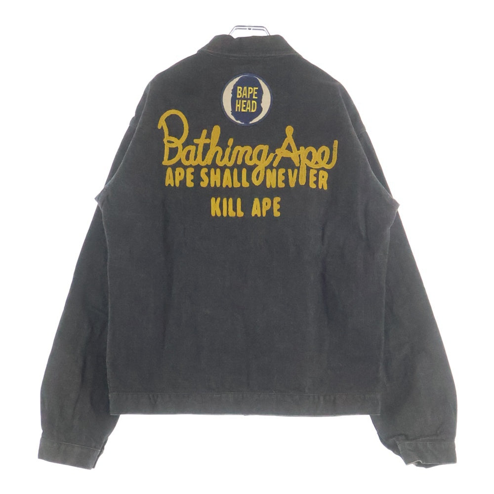 A BATHING APE(アベイシングエイプ) 90's Denim Jacket バック刺繍入り ジップアップデニムジャケット ブラック