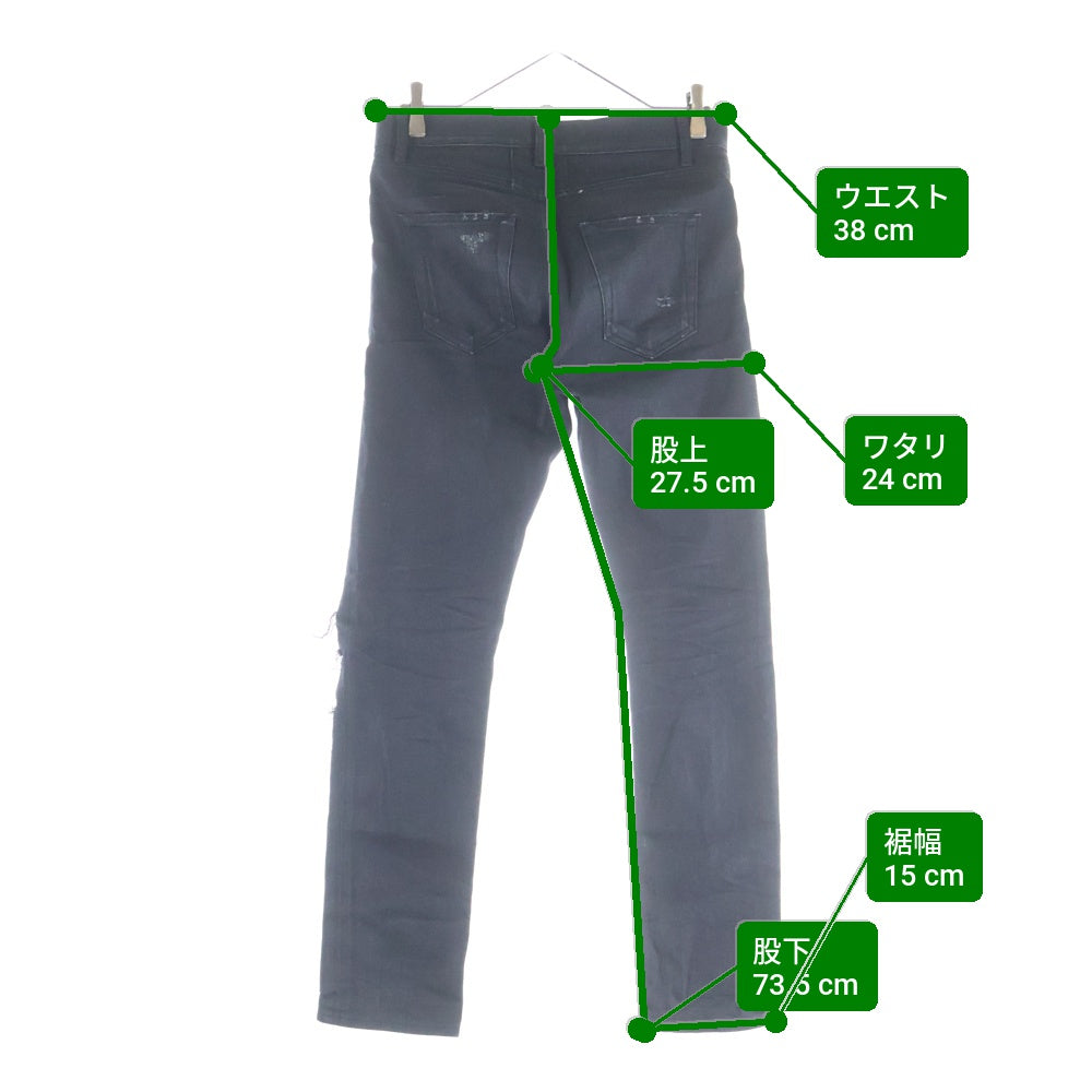 SAINT LAURENT PARIS(サンローランパリ) 15AW デストロイクラッシュスキニーデニムパンツ ダメージ加工 391659 Y8691 ブラック