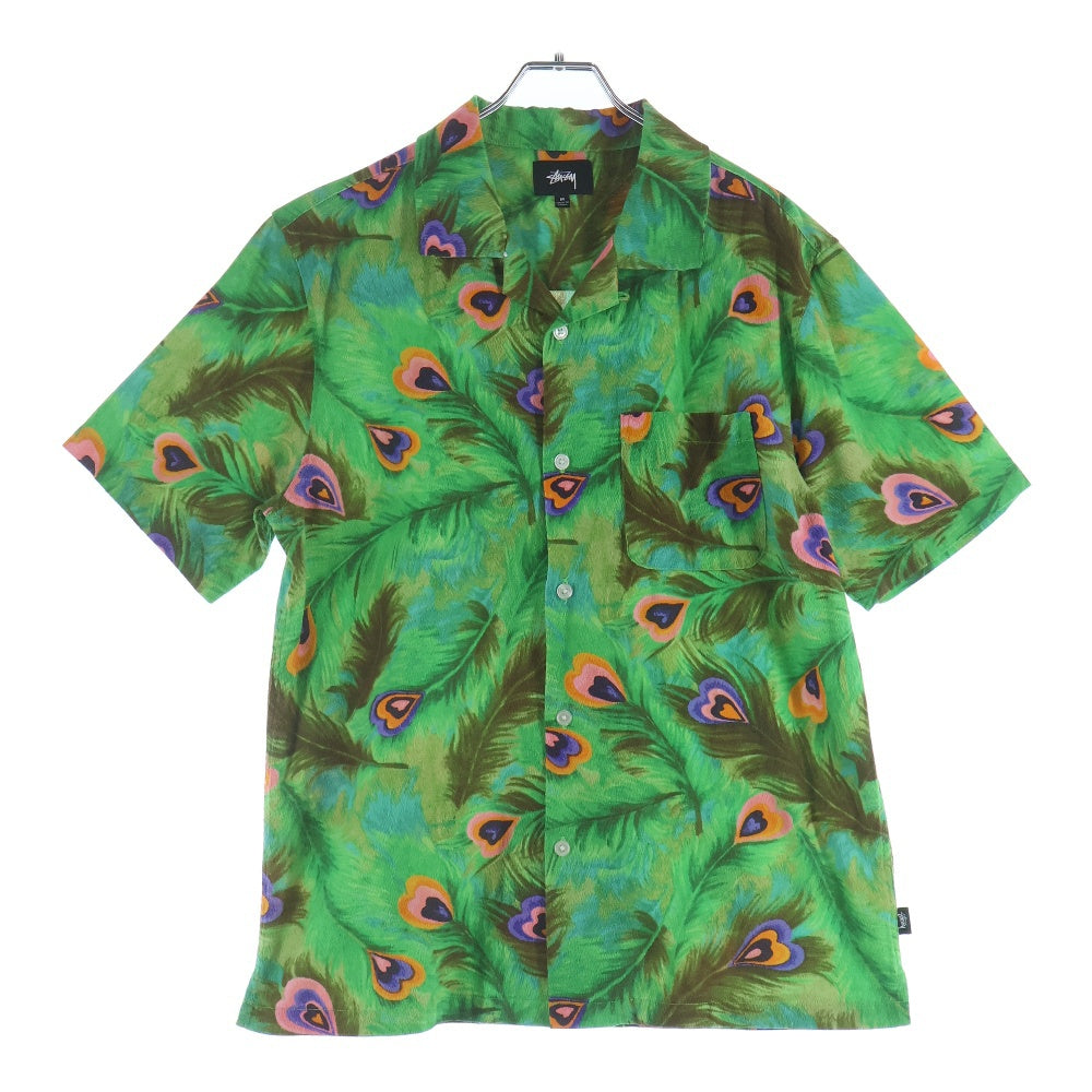 STUSSY(ステューシー) Short Sleeve Peacock Shirt 1110043 孔雀プリント 半袖シャツ グリーン