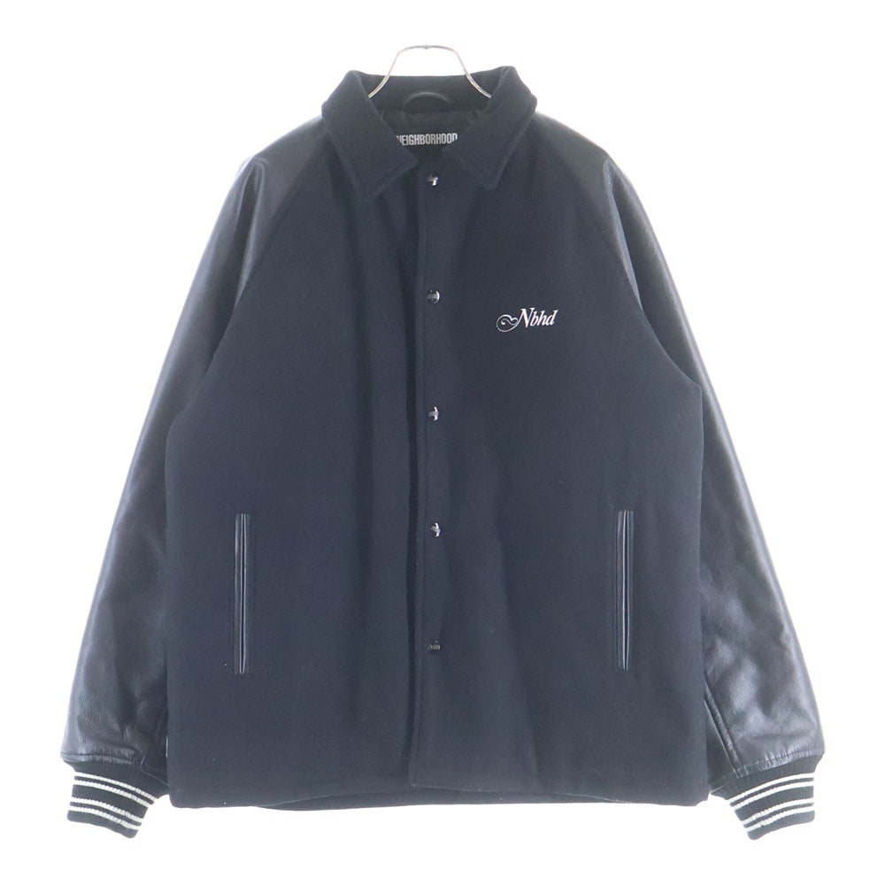 NEIGHBORHOOD(ネイバーフッド) 21AW CLUB / WCL-JKT 212SZNH-JKM03 アームレザーバーシティジャケット ブルゾン ブラック