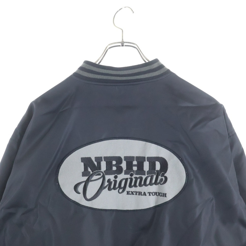 NEIGHBORHOOD(ネイバーフッド) 23AW ロゴ刺繍 ベースボールジャケット ブルゾン 232TSNH-JKM02 ブラック