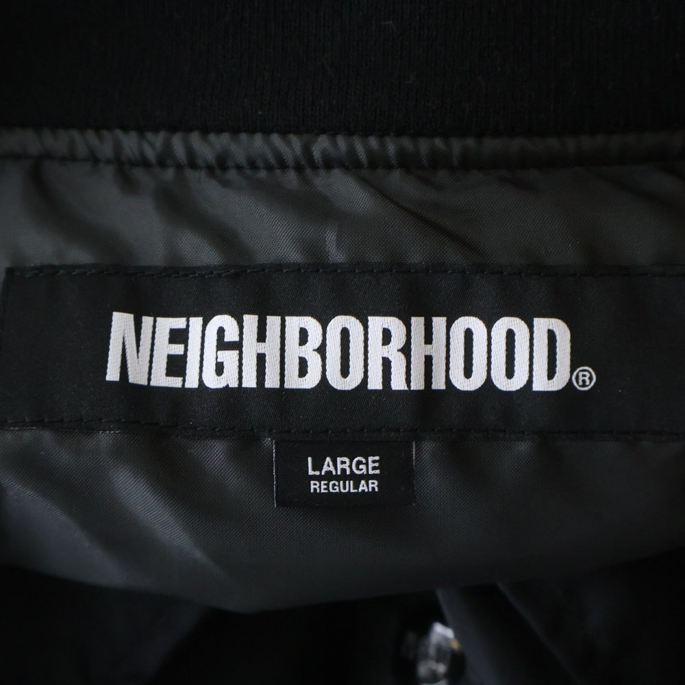NEIGHBORHOOD(ネイバーフッド) 23AW ロゴ刺繍 ベースボールジャケット ブルゾン 232TSNH-JKM02 ブラック