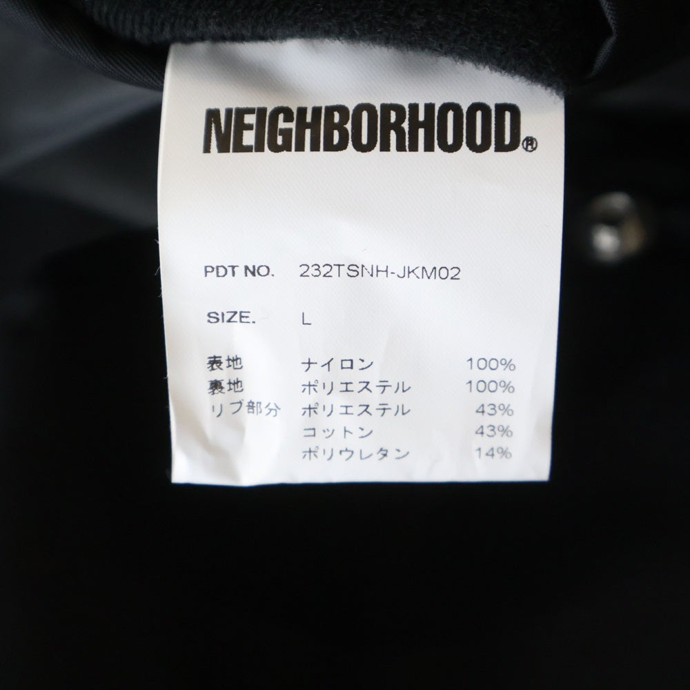 NEIGHBORHOOD(ネイバーフッド) 23AW ロゴ刺繍 ベースボールジャケット ブルゾン 232TSNH-JKM02 ブラック