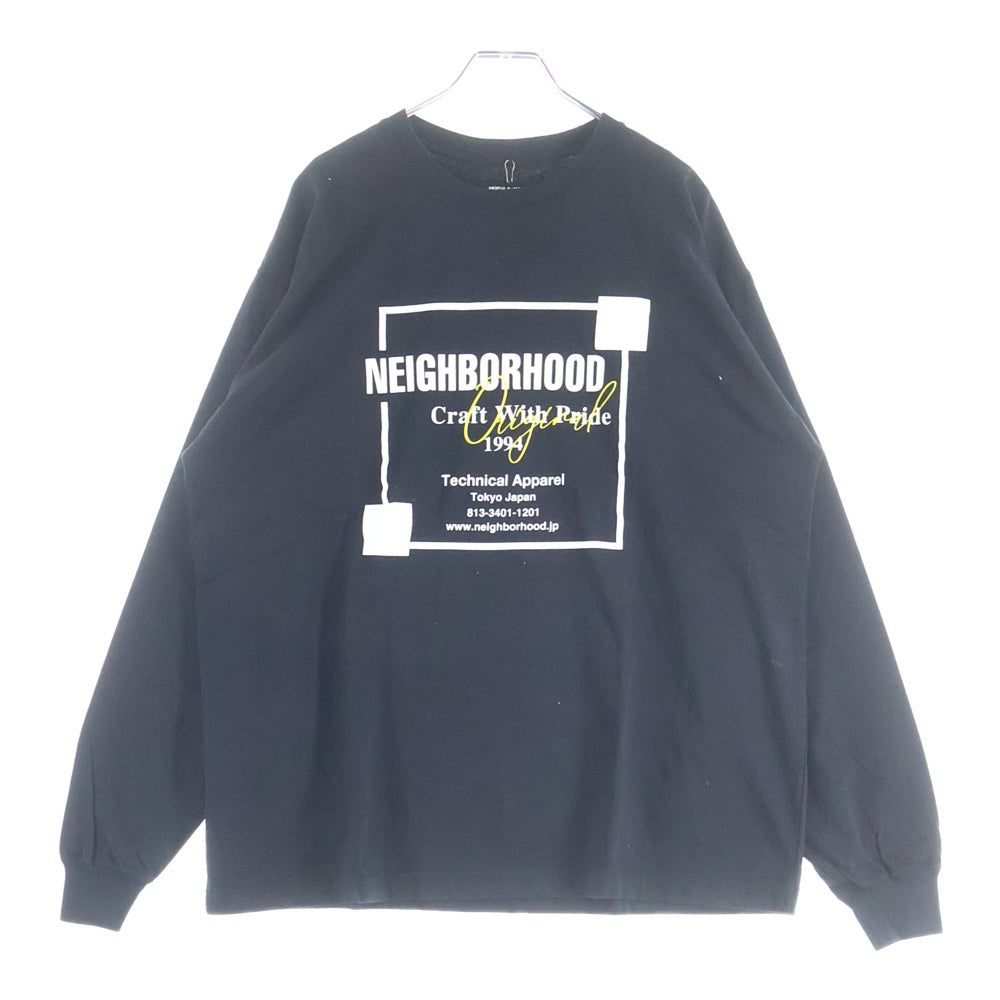 NEIGHBORHOOD(ネイバーフッド) 24SS ロゴプリント長袖Tシャツ ロングスリーブカットソー 241PCNH-LT07 ブラック