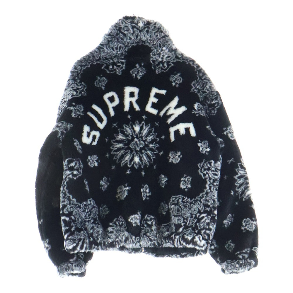 SUPREME(シュプリーム) 21AW Bandana Faux Fur Bomber Jacket バンダナ柄 ジップアップ ボンバージャケット ブラック