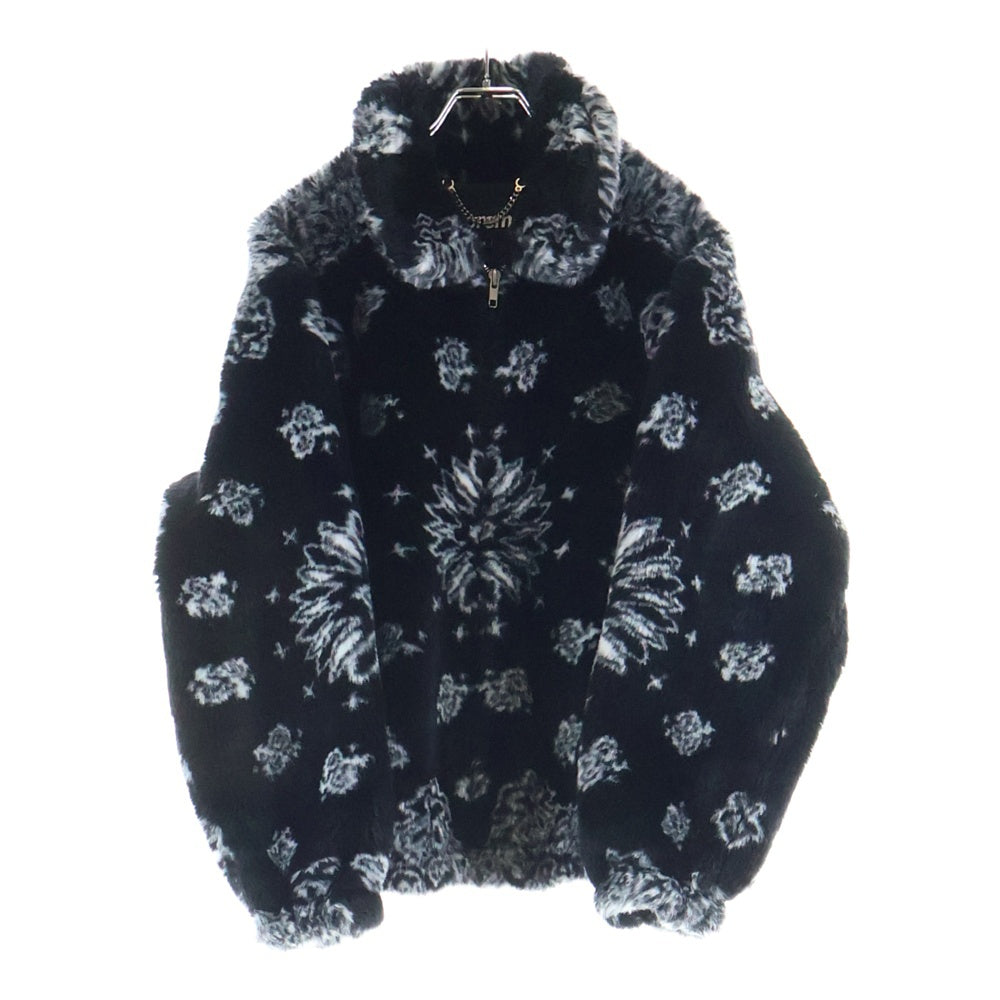 SUPREME(シュプリーム) 21AW Bandana Faux Fur Bomber Jacket バンダナ柄 ジップアップ ボンバージャケット ブラック