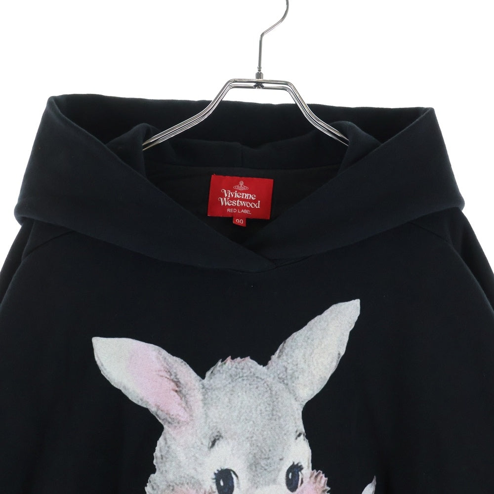 Vivienne Westwood(ヴィヴィアンウエストウッド) ラビットプリント オーバーサイズ プルオーバー スウェットパーカー ブラック