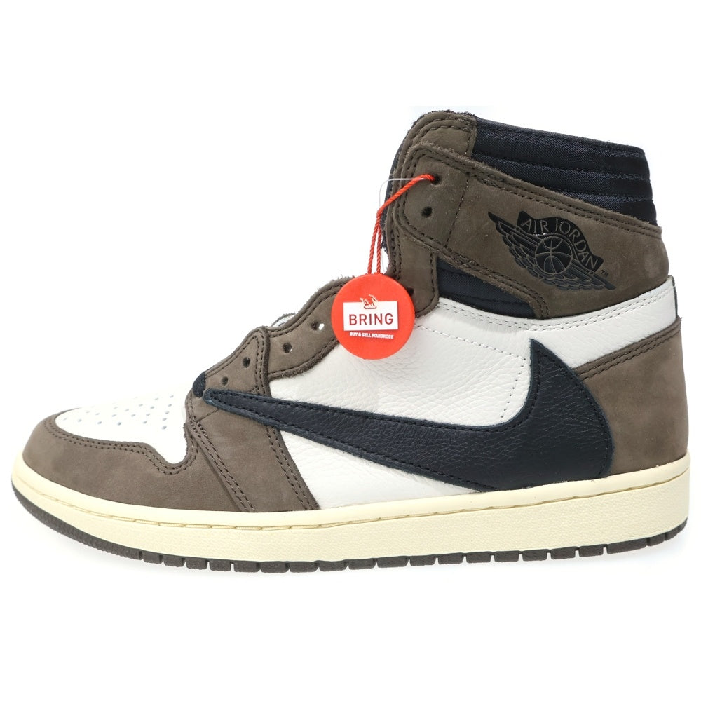 NIKE(ナイキ) ×TRAVIS SCOTT AIR JORDAN 1 RETRO HIGH OG TS SP トラヴィススコット エアジョーダン1 ハイカットスニーカー ブラウン/ホワイト US9/27.0cm CD4487-100