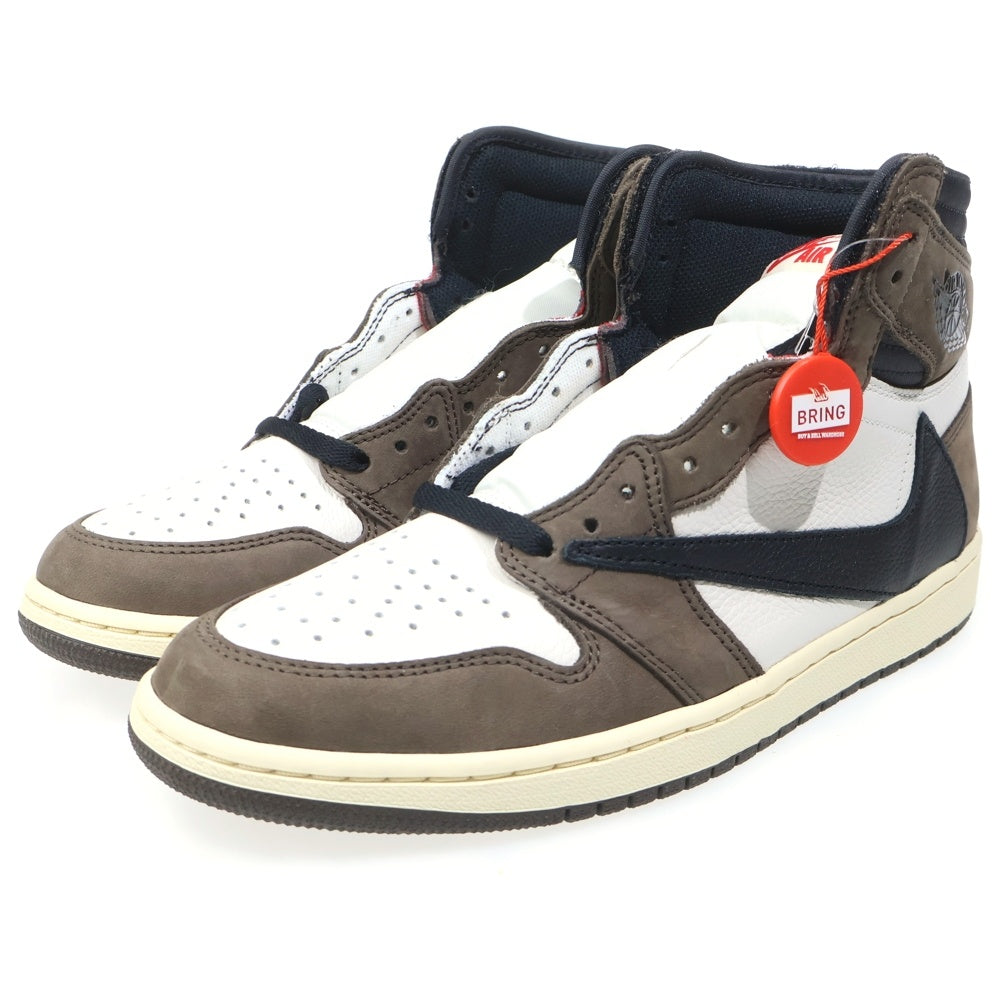 NIKE(ナイキ) ×TRAVIS SCOTT AIR JORDAN 1 RETRO HIGH OG TS SP トラヴィススコット エアジョーダン1 ハイカットスニーカー ブラウン/ホワイト US9/27.0cm CD4487-100