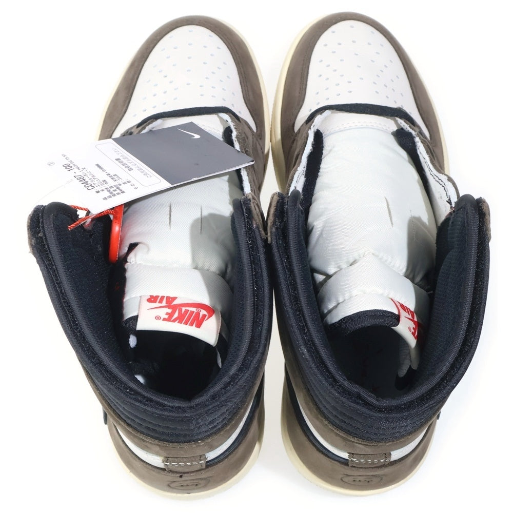 NIKE(ナイキ) ×TRAVIS SCOTT AIR JORDAN 1 RETRO HIGH OG TS SP トラヴィススコット エアジョーダン1 ハイカットスニーカー ブラウン/ホワイト US9/27.0cm CD4487-100