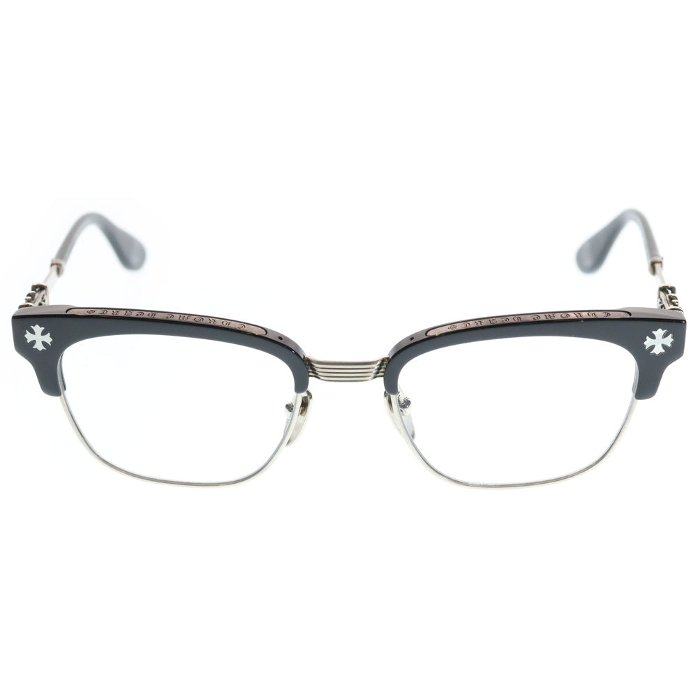 CHROME HEARTS(クロムハーツ) BONENNOISSEUR II テンプルCHクロス ハーフリム アイウェア 眼鏡 メガネ ブラック