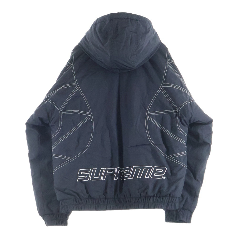 SUPREME(シュプリーム) 18AW Zig Zag Stitch Puffy Jacket ジグザグステッチパフィ ジップアップ ナイロンジャケット ブラック