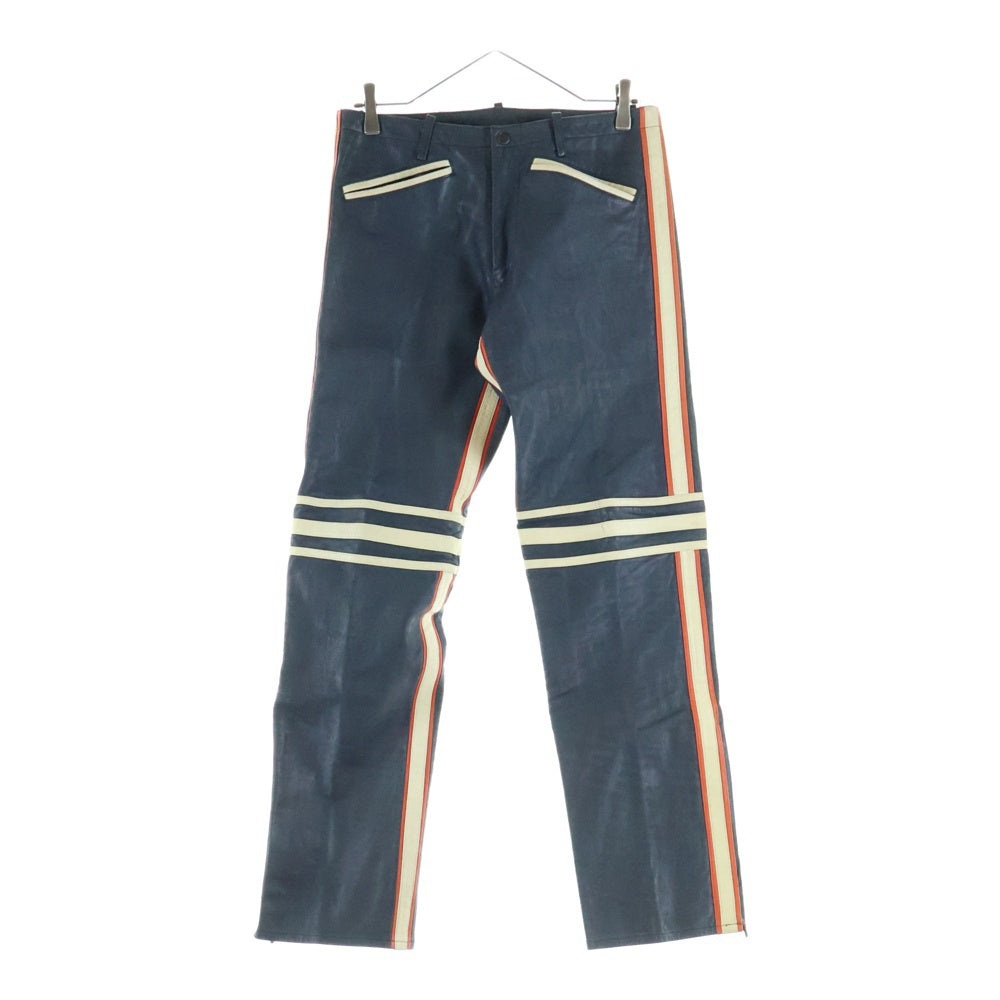 COMME CA DU MODE MEN(コムサデモードメン) ジップフライ サイドライン ラムレザーパンツ ブラック 07-15LS09