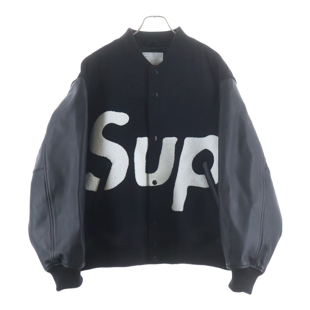 SUPREME(シュプリーム) 24SS Big Logo Chenille Varsity Jacket ビッグロゴ アームレザー バーシティジャケット スタジアムジャンパー ブラック