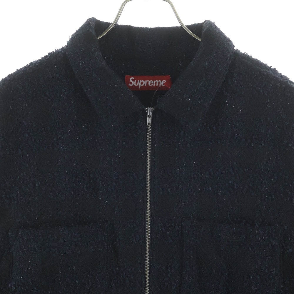 SUPREME(シュプリーム) 24AW Boucle Zip Up Shirt ブークレ ジップ アップ 長袖シャツ ブラック