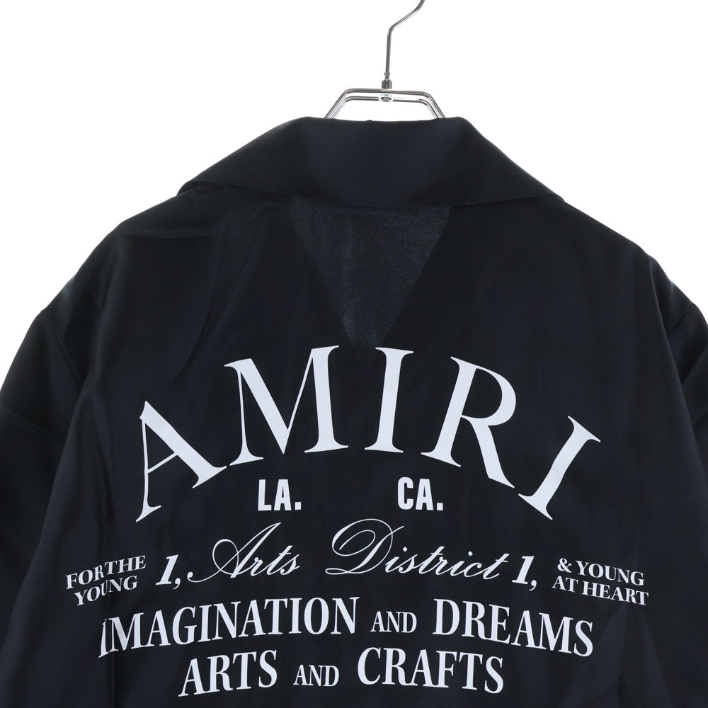 AMIRI(アミリ) ARTS DISTRICT BOWLING SHIRT アーチロゴ 開襟 シルク ボーリング 半袖シャツ ブラック AMSTBW1018