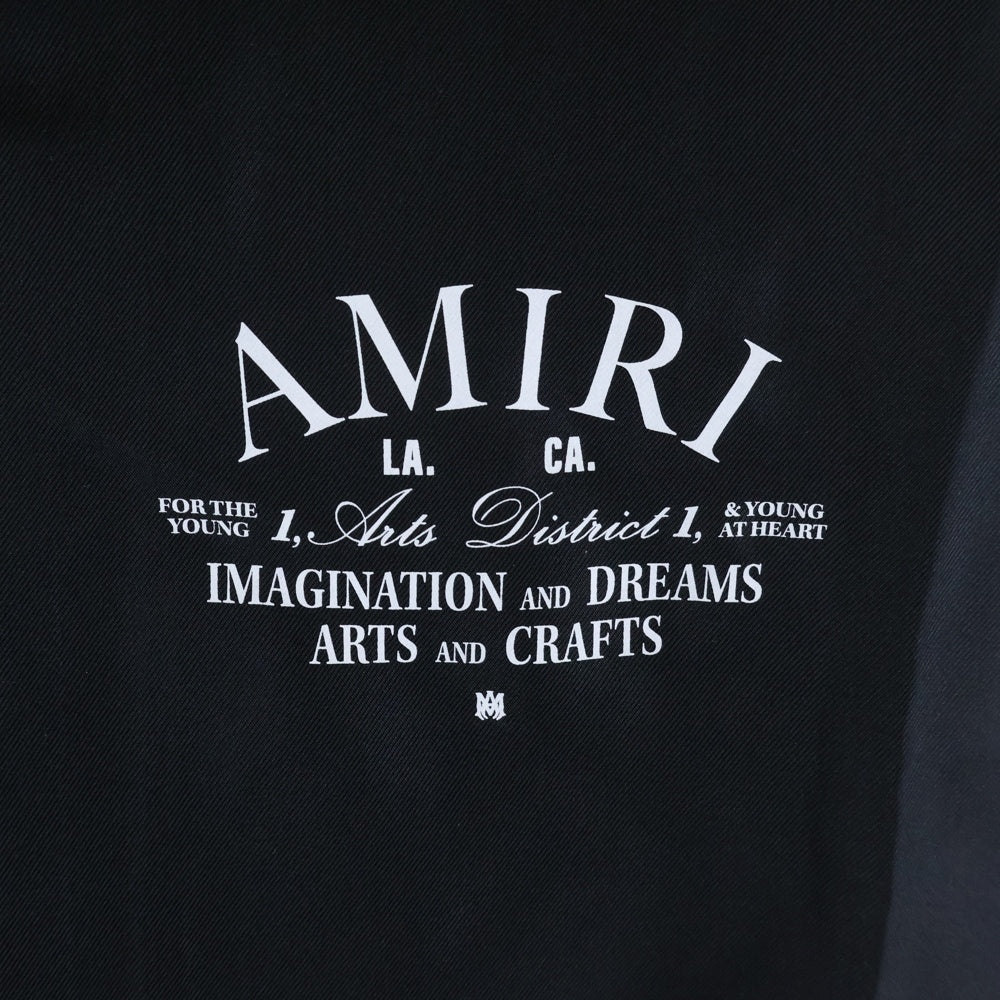 AMIRI(アミリ) ARTS DISTRICT BOWLING SHIRT アーチロゴ 開襟 シルク ボーリング 半袖シャツ ブラック AMSTBW1018