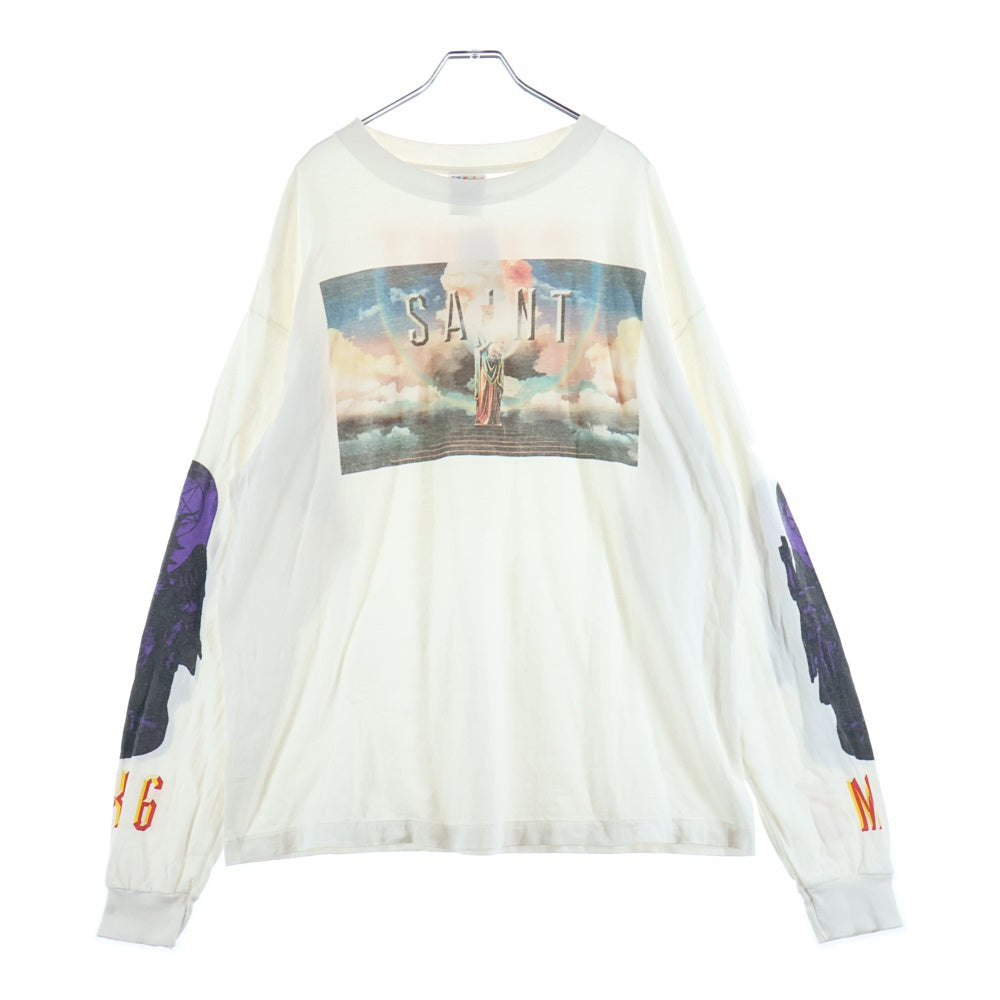 SAINT MICHAEL(セントマイケル) 24AW SAINT PICTURES LS TEE 両面プリント クルーネック 長袖Tシャツ カットソー ホワイト SM-YS1-0000-016