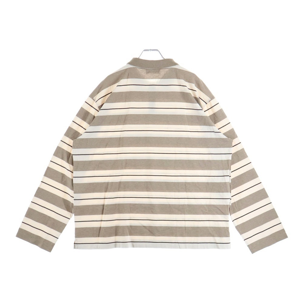 miumiu(ミュウミュウ) 25SS ロゴパッチ オーバーサイズ コットンジャージー 長袖ポロシャツ ベージュ/ブラウン MJL015_14RT_F032R_S_OOO レディース
