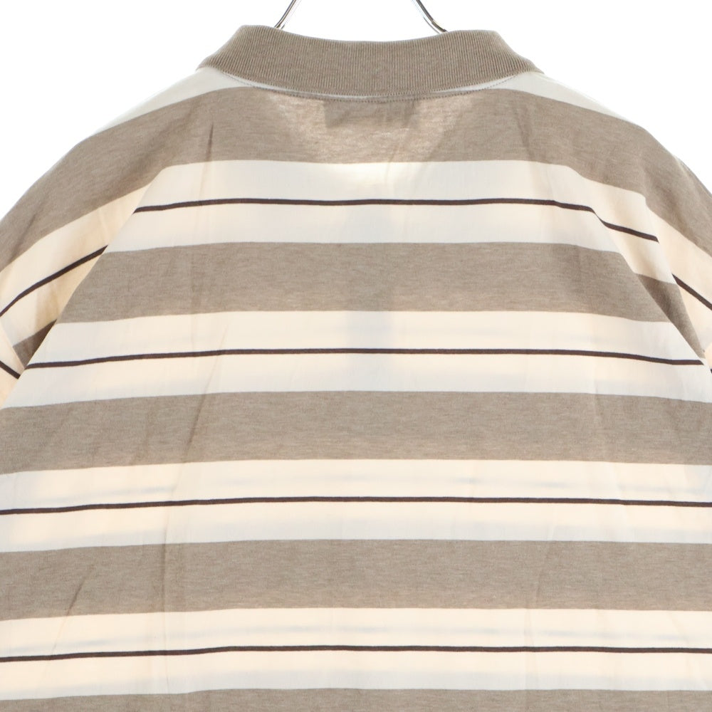 miumiu(ミュウミュウ) 25SS ロゴパッチ オーバーサイズ コットンジャージー 長袖ポロシャツ ベージュ/ブラウン MJL015_14RT_F032R_S_OOO レディース