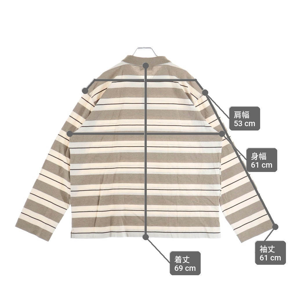 miumiu(ミュウミュウ) 25SS ロゴパッチ オーバーサイズ コットンジャージー 長袖ポロシャツ ベージュ/ブラウン MJL015_14RT_F032R_S_OOO レディース
