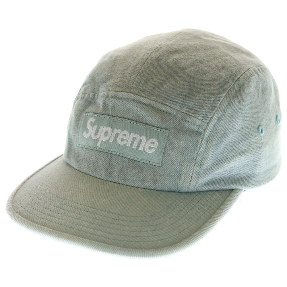 SUPREME(シュプリーム) 24SS Denim Camp Cap Mint ボックスロゴ デニム キャンプキャップ 帽子 インディゴブルー