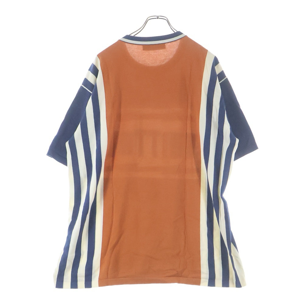 LOUIS VUITTON(ルイヴィトン) 24SS ヴィンテージロゴ ストライプ クルーネック 半袖Tシャツ カットソー オレンジ/ネイビー RM241M DFV HQN21W