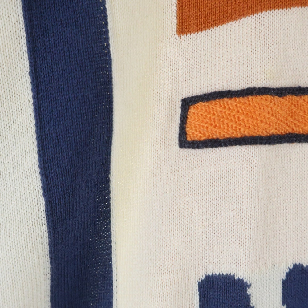 LOUIS VUITTON(ルイヴィトン) 24SS ヴィンテージロゴ ストライプ クルーネック 半袖Tシャツ カットソー オレンジ/ネイビー RM241M DFV HQN21W