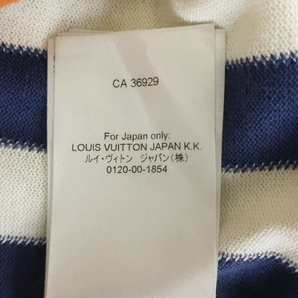 LOUIS VUITTON(ルイヴィトン) 24SS ヴィンテージロゴ ストライプ クルーネック 半袖Tシャツ カットソー オレンジ/ネイビー RM241M DFV HQN21W