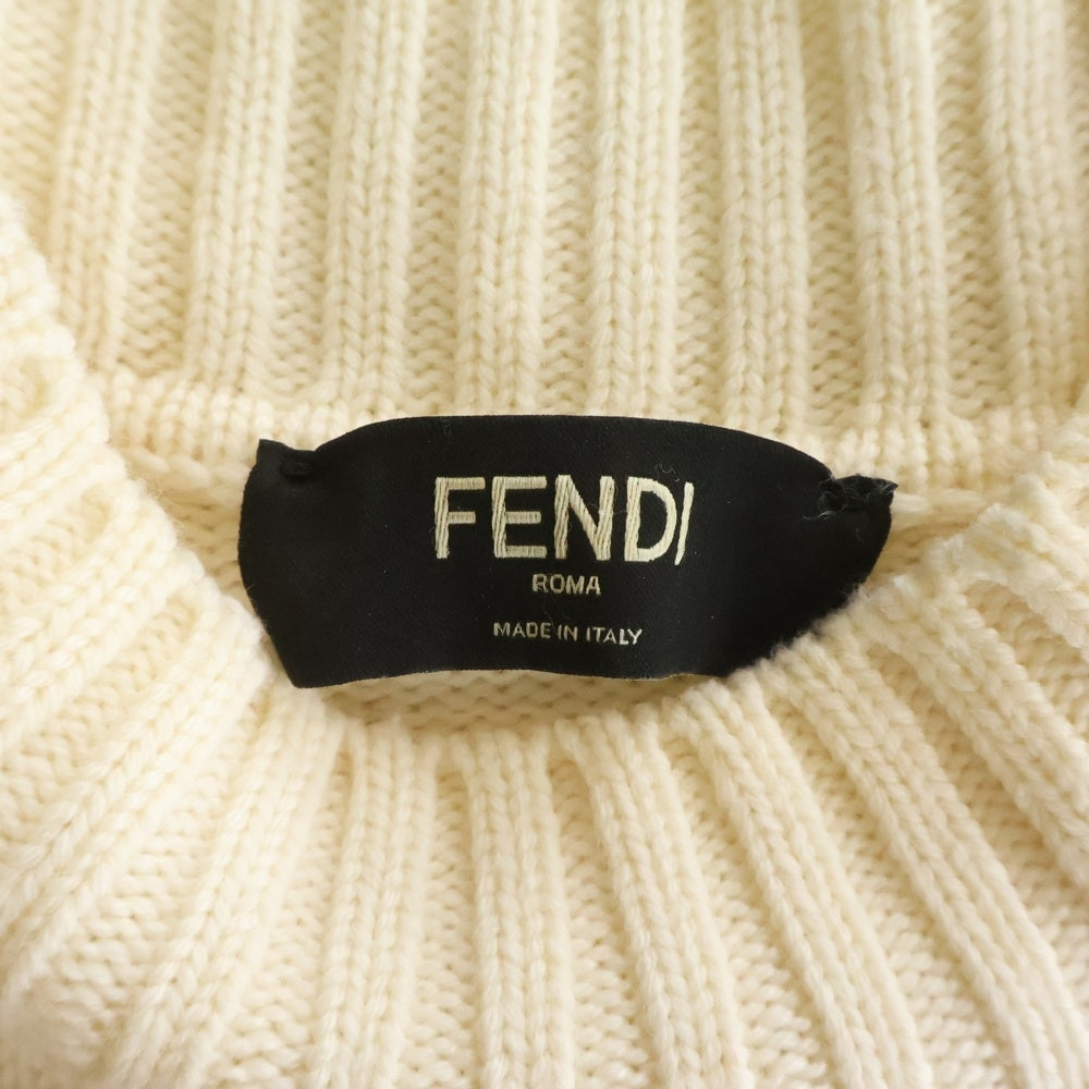 FENDI(フェンディ) 21AW アート刺繍 モックネック ウール 長袖ニット セーター アイボリー FZY467 AH38