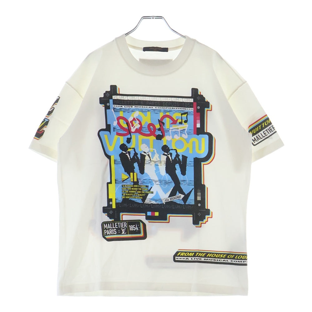 LOUIS VUITTON(ルイヴィトン) 23SS LVジャズフライヤー プリント クルーネック 半袖Tシャツ カットソー ホワイト RM231M NPG HOY30W