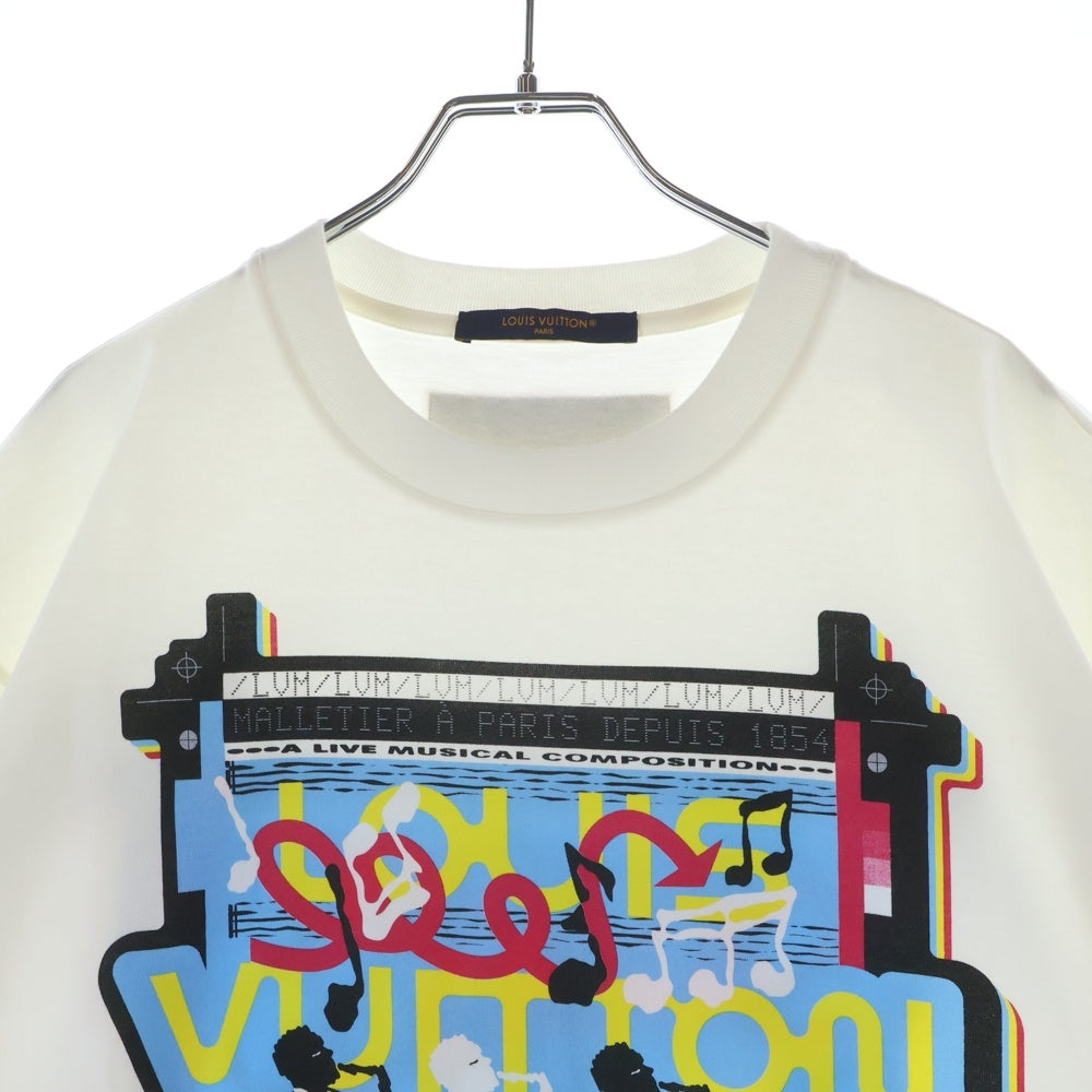 LOUIS VUITTON(ルイヴィトン) 23SS LVジャズフライヤー プリント クルーネック 半袖Tシャツ カットソー ホワイト RM231M NPG HOY30W