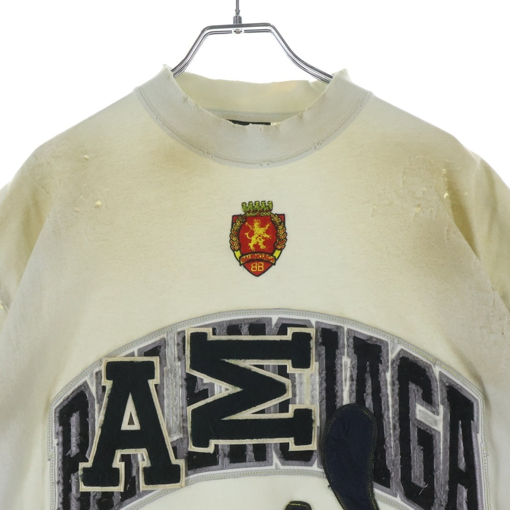 BALENCIAGA(バレンシアガ) 23SS SKATER OVERSIZED T-shirtスケーター クラッシュダストワッペン加工 半袖Tシャツ カットソー ホワイト 739028 TOVN2