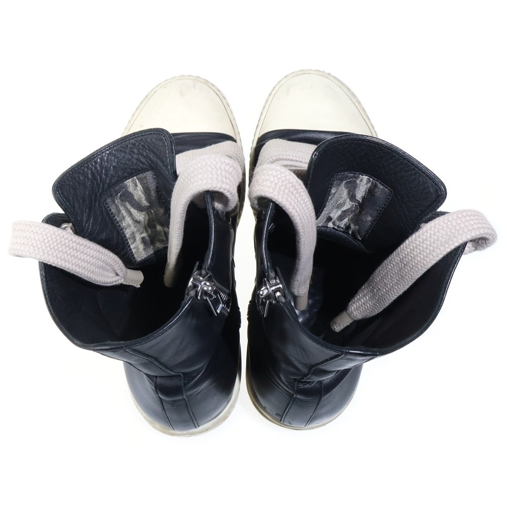 Rick Owens(リックオウエンス) JUMBOLACE RAMONES ジャンボレース ラモーンズ レザー ハイカットスニーカー ブラック