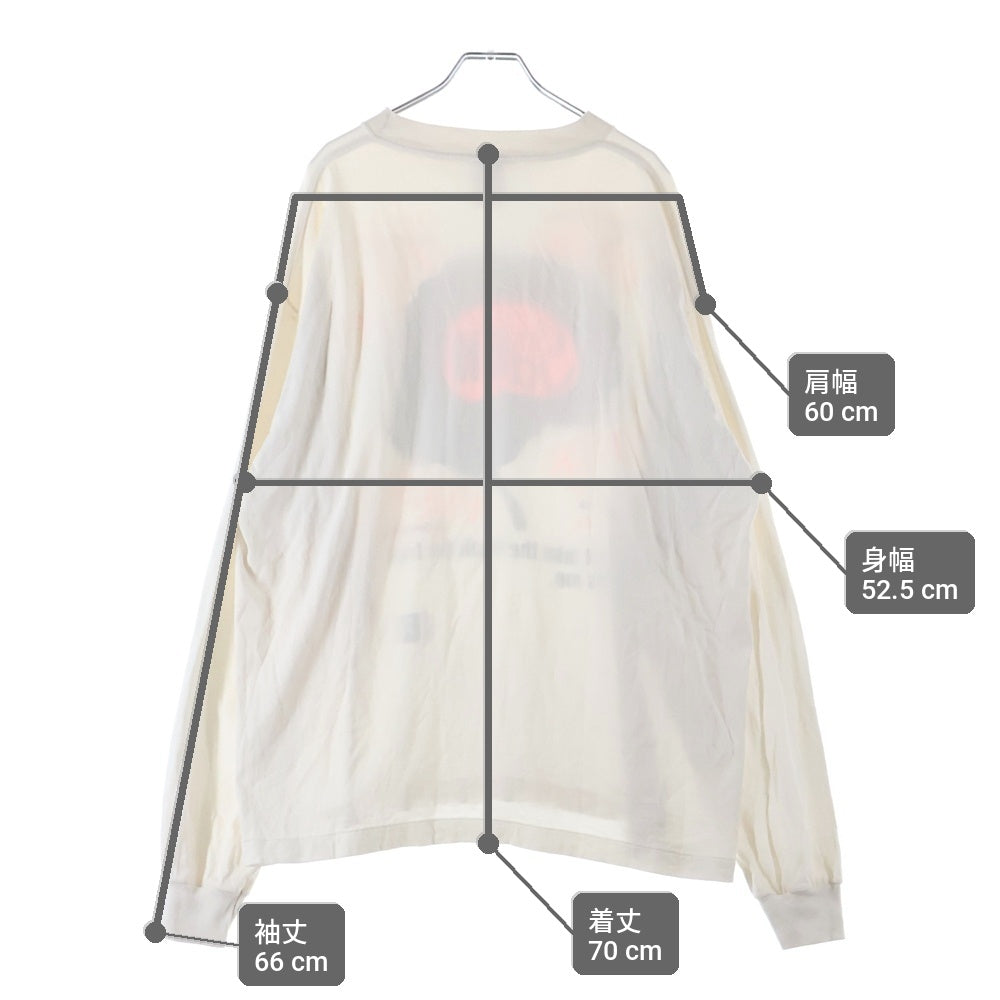 SAINT MICHAEL(セントマイケル) 25SS BRAIN ブレイン フロントプリント クルーネック長袖Tシャツ カットソー ホワイト SM-HR8-0000-036
