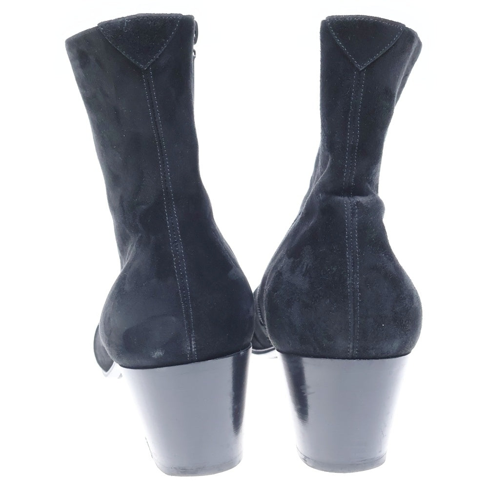 SAINT LAURENT PARIS(サンローランパリ) スウェード サイドジップ レザー ヒールブーツ ブラック 667620