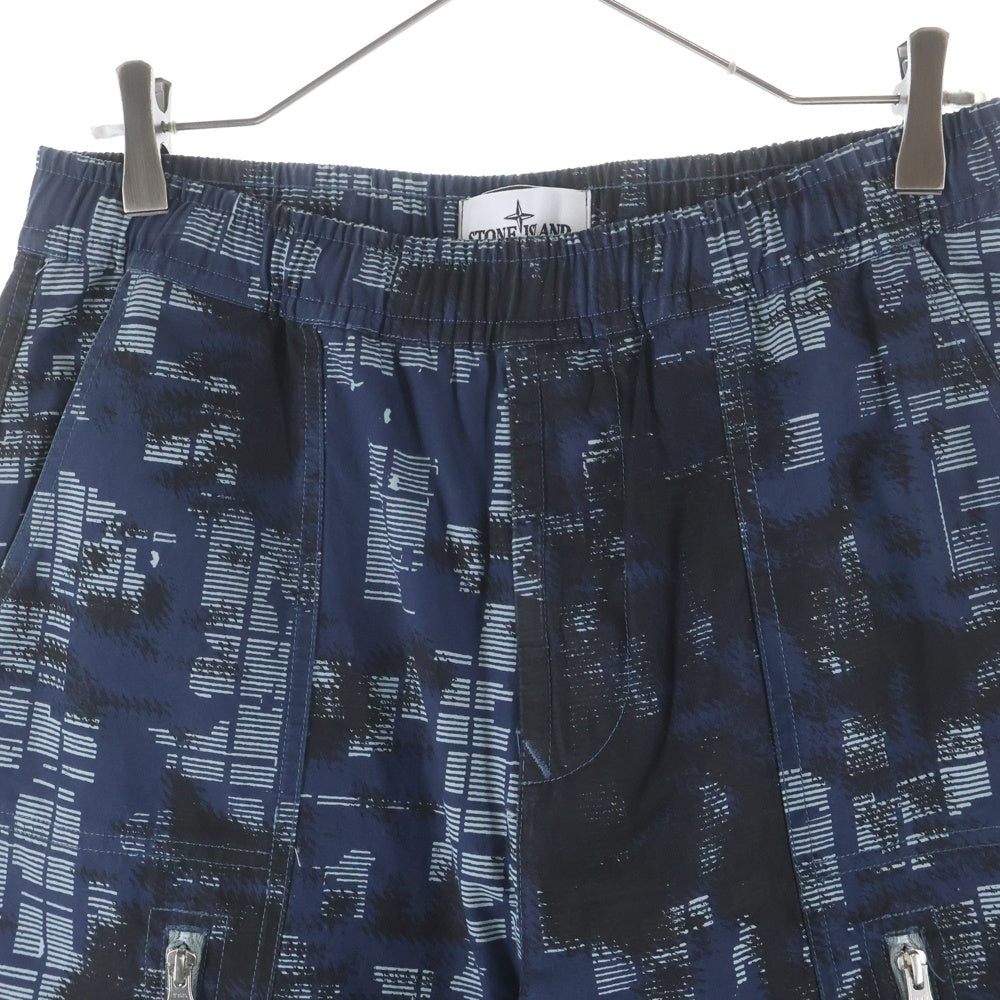 STONE ISLAND(ストーンアイランド) 24AW 2WAY PANTS 総柄 コンパスロゴワッペン イージーパンツ ネイビー 8115335E2