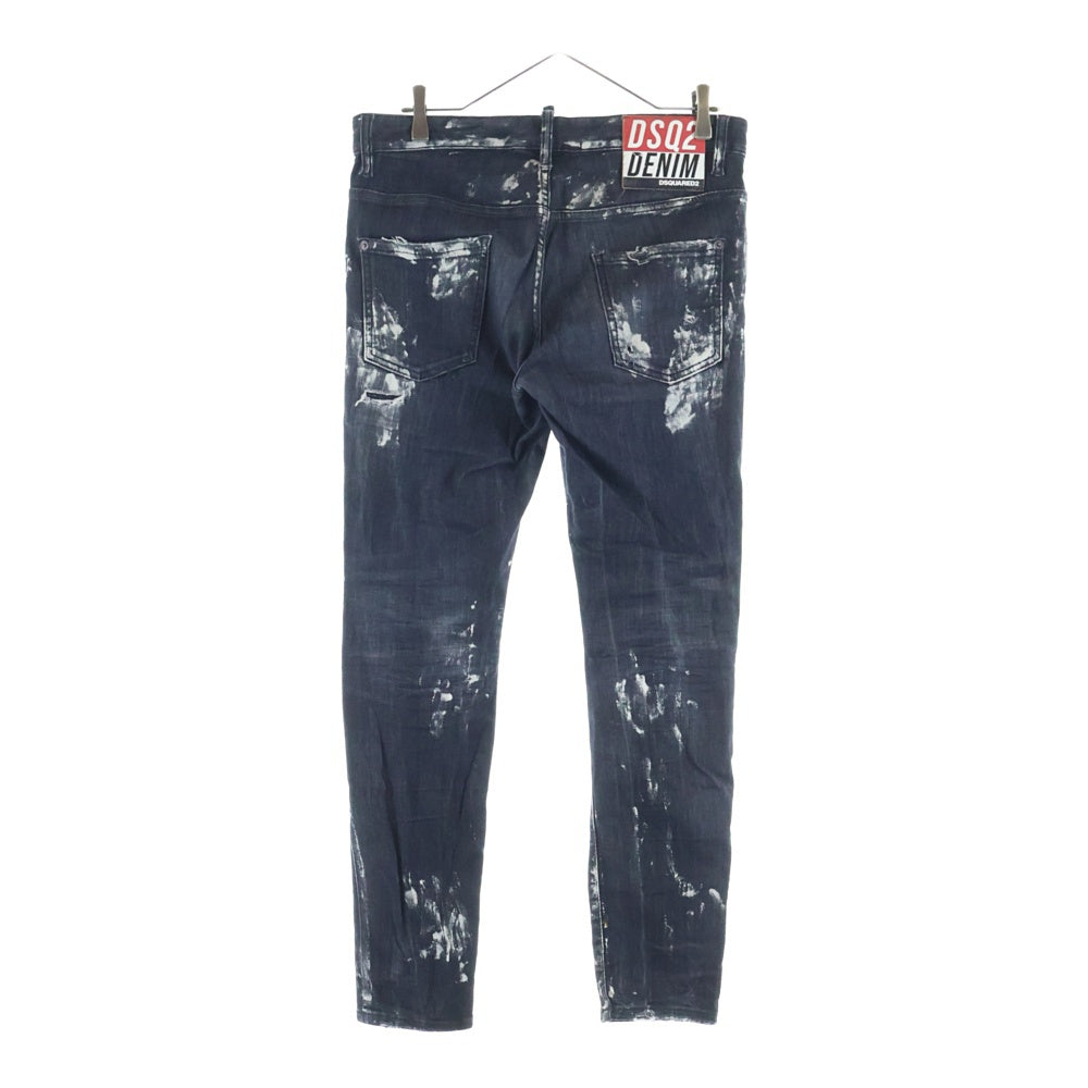 DSQUARED2(ディースクエアード) 23AW SUPER TWINKY JEANS ダメージ加工 ボタンフライ ストレッチ スキニーデニムパンツ インディゴブラック S74LB1324 S30503