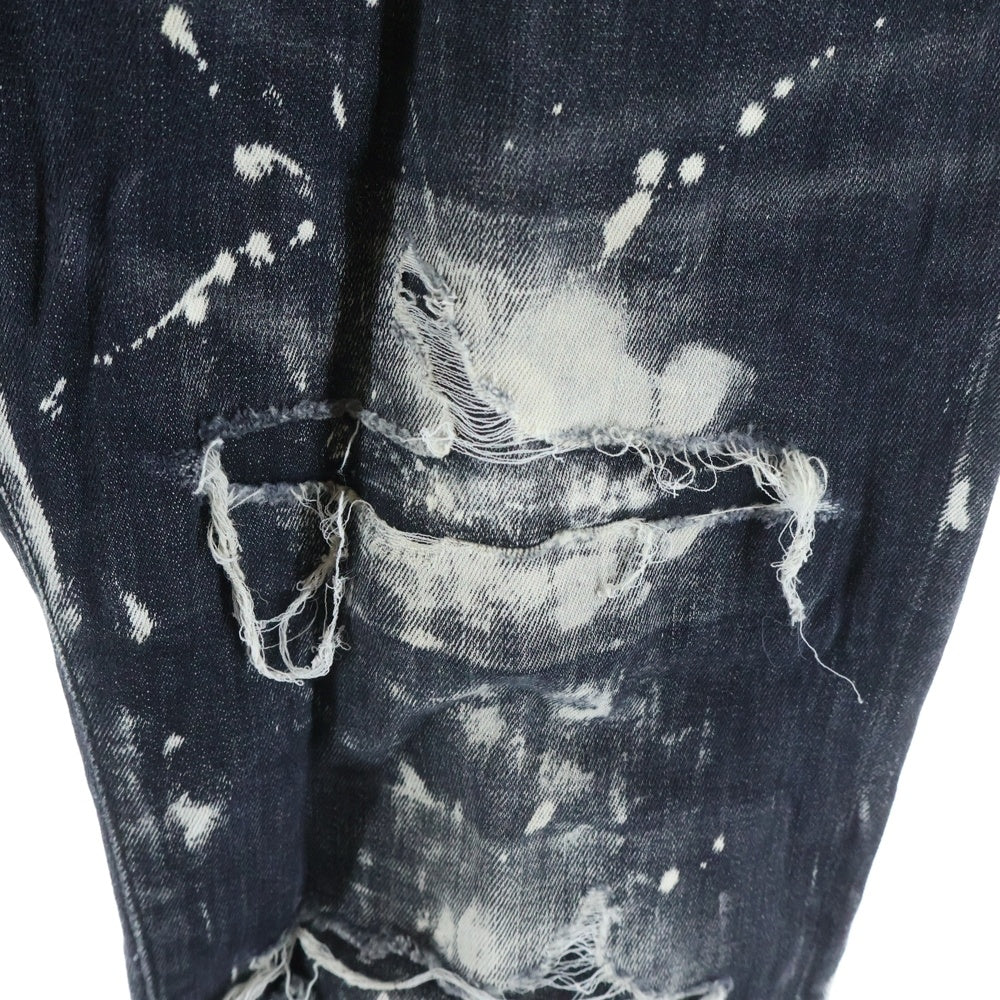 DSQUARED2(ディースクエアード) 23AW SUPER TWINKY JEANS ダメージ加工 ボタンフライ ストレッチ スキニーデニムパンツ インディゴブラック S74LB1324 S30503