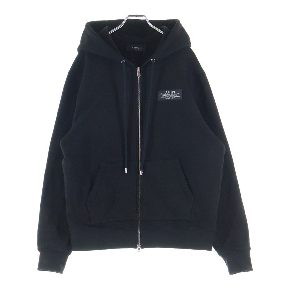 AMIRI(アミリ) 25AW SPIRIT ZIP HOODIE フロントロゴパッチ スピリット ジップアップ スウェットパーカー フーディ ブラック SRAMJYHD1118SMRBC00