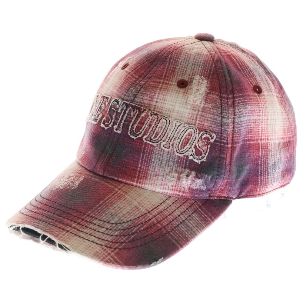 Acne Studios(アクネ ストゥディオズ) Distressed cap ディストレスト キャップ フロントロゴ キャップ 帽子 レッド FN-UX-HATS000335