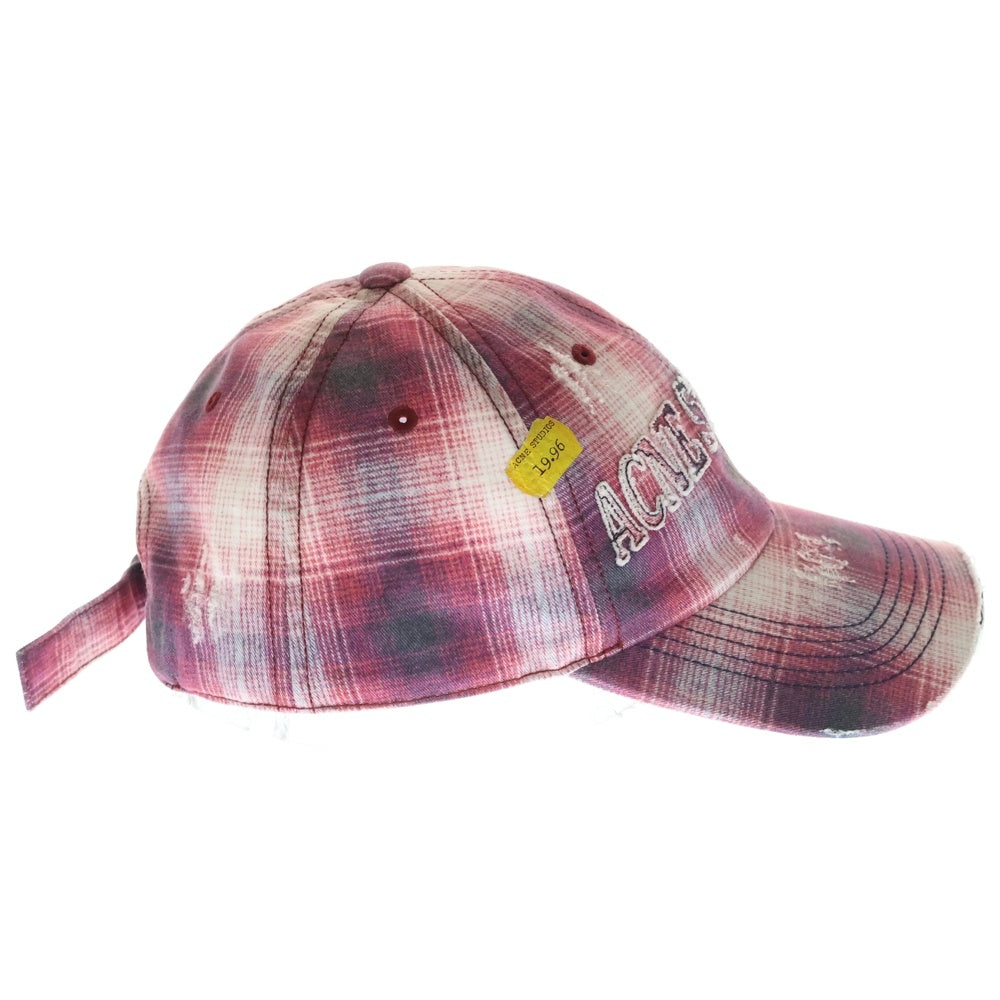 Acne Studios(アクネ ストゥディオズ) Distressed cap ディストレスト キャップ フロントロゴ キャップ 帽子 レッド FN-UX-HATS000335