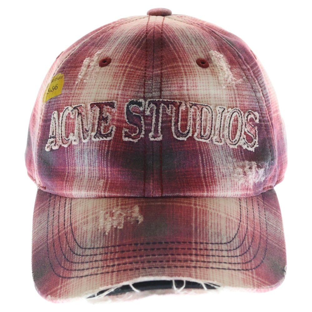 Acne Studios(アクネ ストゥディオズ) Distressed cap ディストレスト キャップ フロントロゴ キャップ 帽子 レッド FN-UX-HATS000335