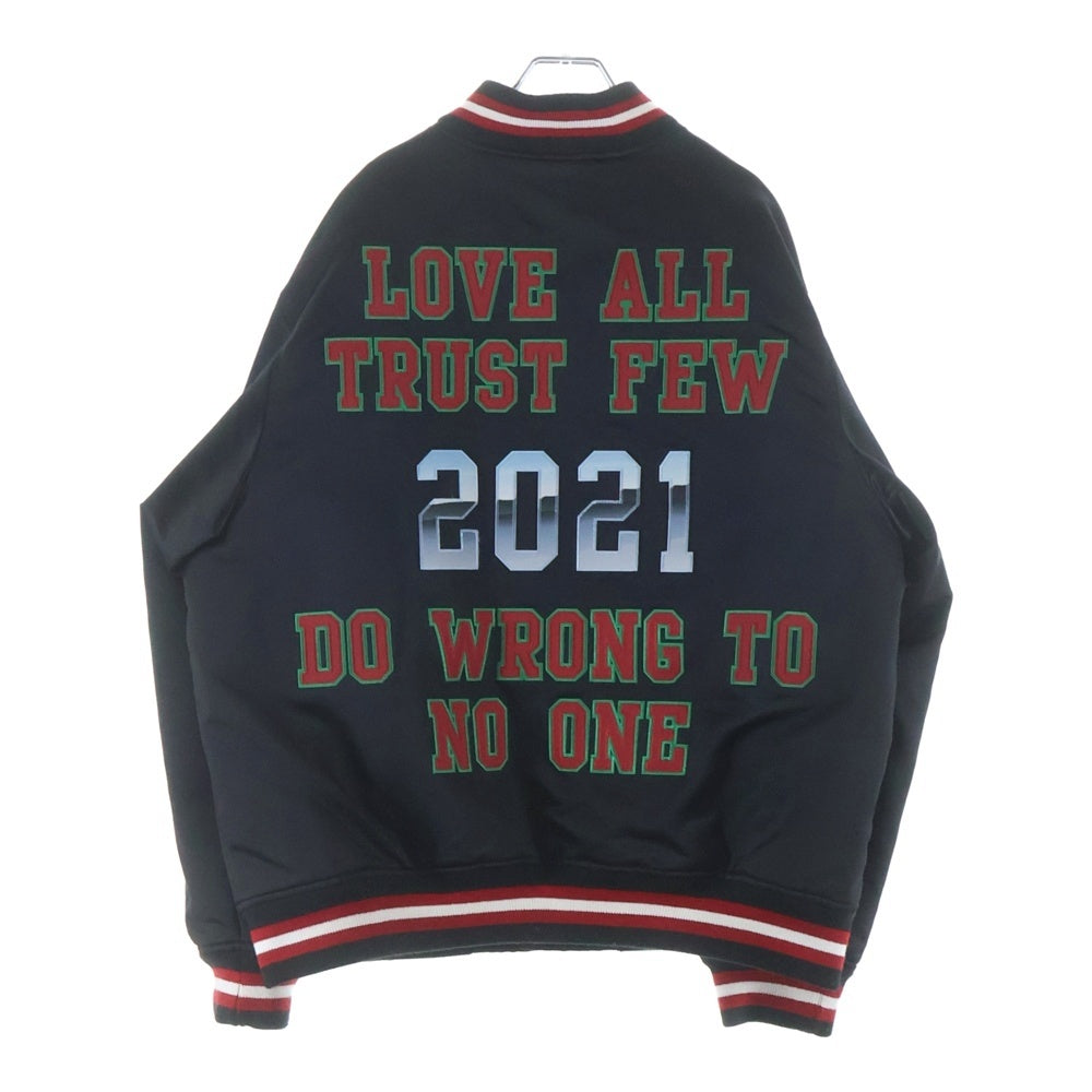 SUPREME(シュプリーム) 21AW ×Mitchell & Ness Varsity Jacket ミッチェルアンドネス サテン バーシティジャケット ブラック/レッド