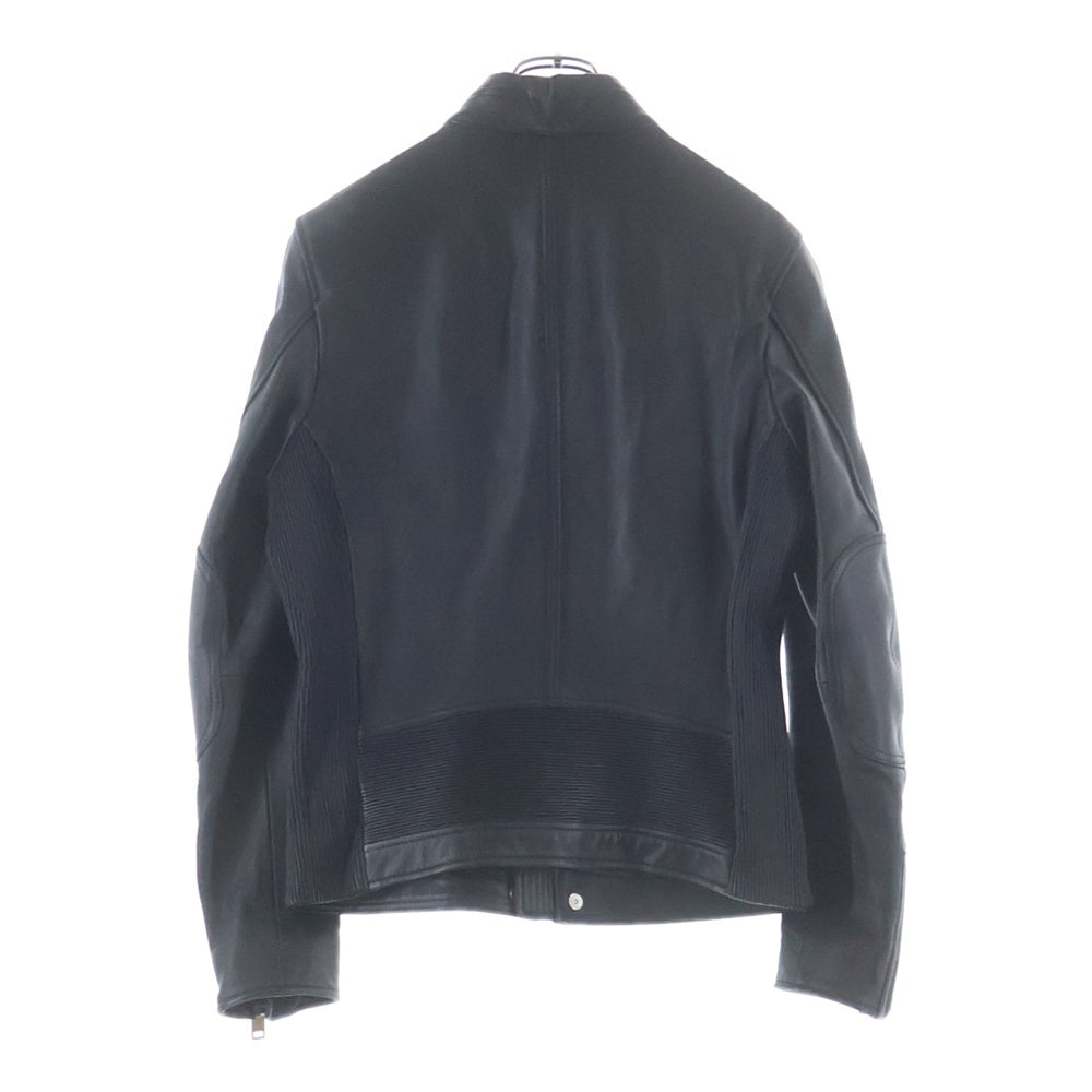 DIESEL(ディーゼル) ムートンレザー エルボーパッチ ジップアップ シングルライダースジャケット ブラック