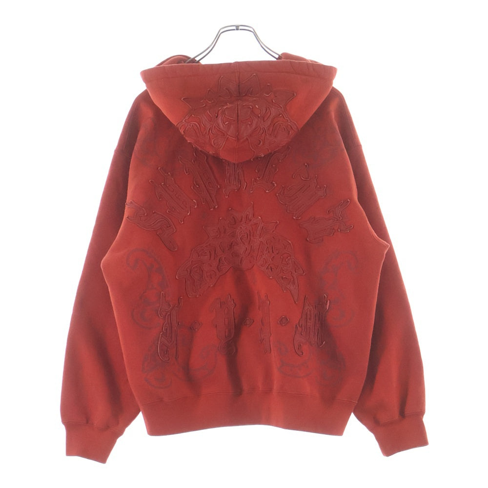 SUPREME(シュプリーム) 25SS Leather Applique Zip Up Hooded Sweatshirt レザー アップリケ ジップアップ スウェットシャツパーカー フーディ レッド