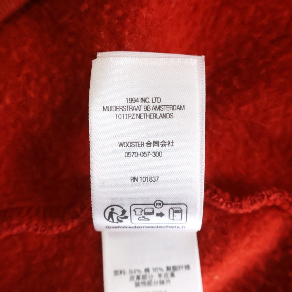 SUPREME(シュプリーム) 25SS Leather Applique Zip Up Hooded Sweatshirt レザー アップリケ ジップアップ スウェットシャツパーカー フーディ レッド